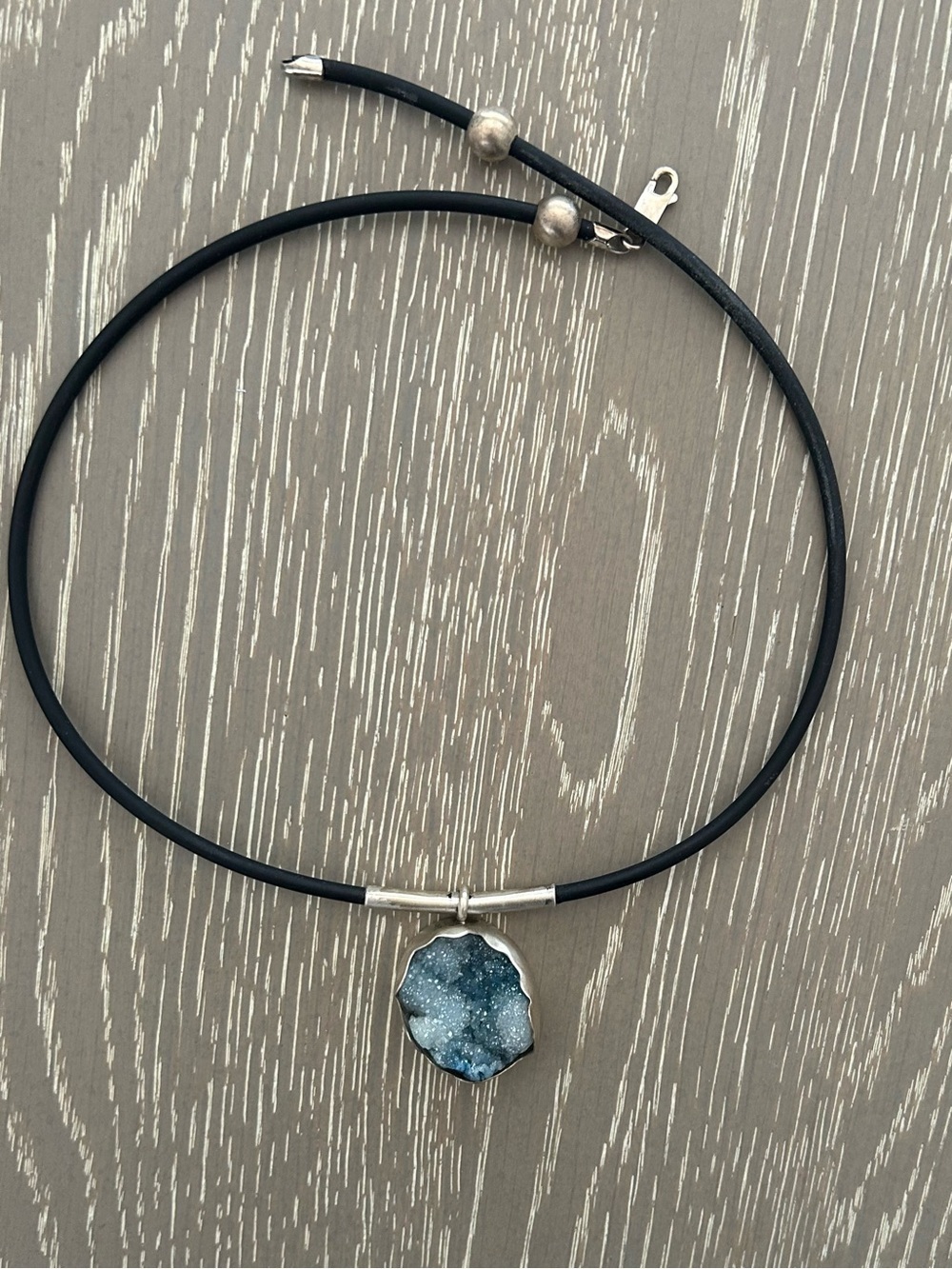 Elegant Blue Celestite Quartz  Druzy Agate  Geode crystal Pendant Necklace